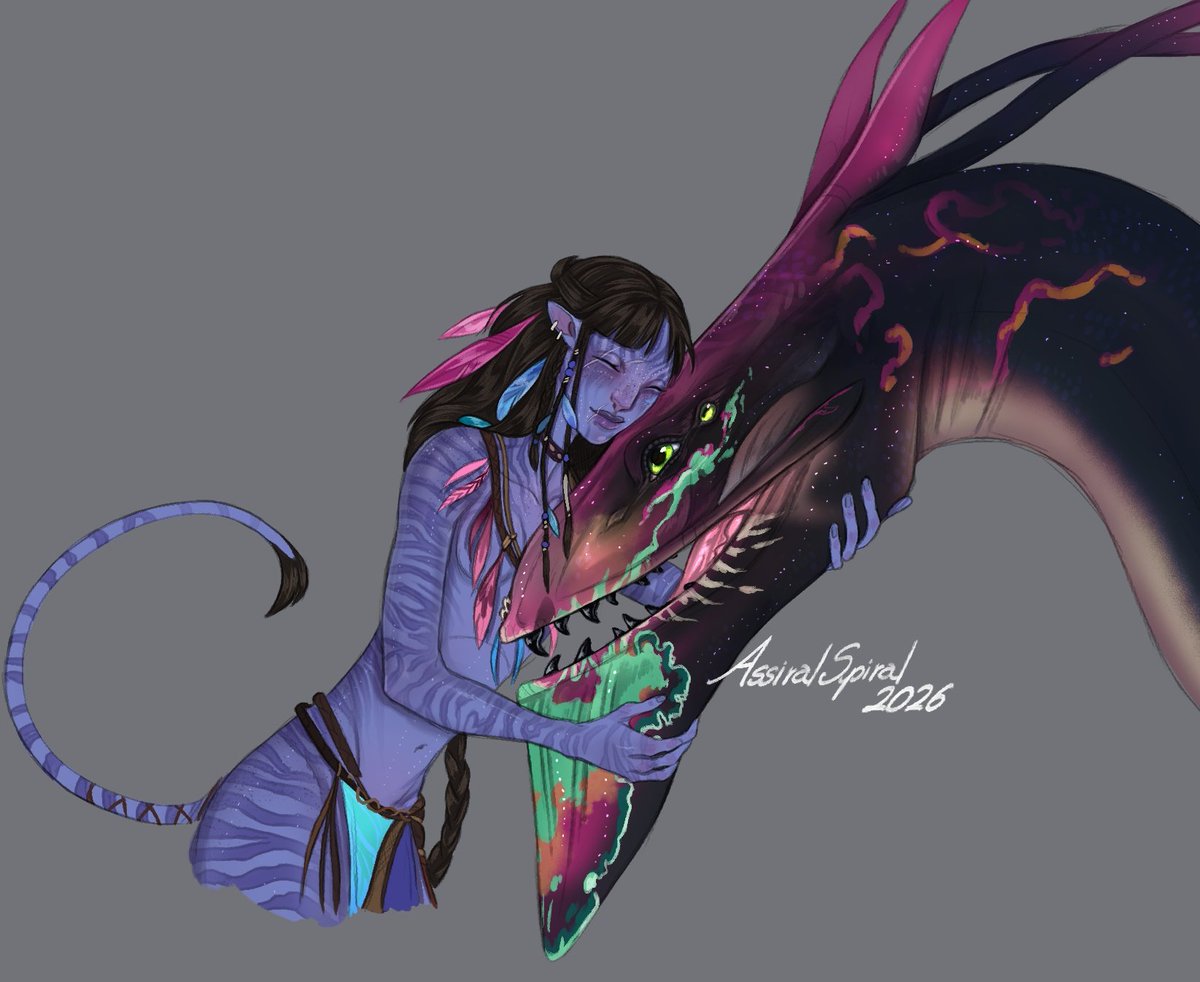 AssiralSpiral's tweet image. Rendered sketch for @zombie_goddessx 

#navi #sarentu #avatar #ikran