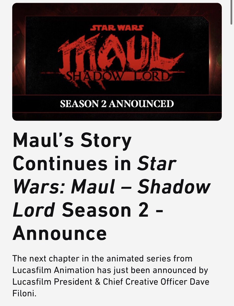WE GOT A MAUL SHADOW LORD S2 ANNOUNCEMENT ALREADY???? STAR WARS FANS KEEP WINNING