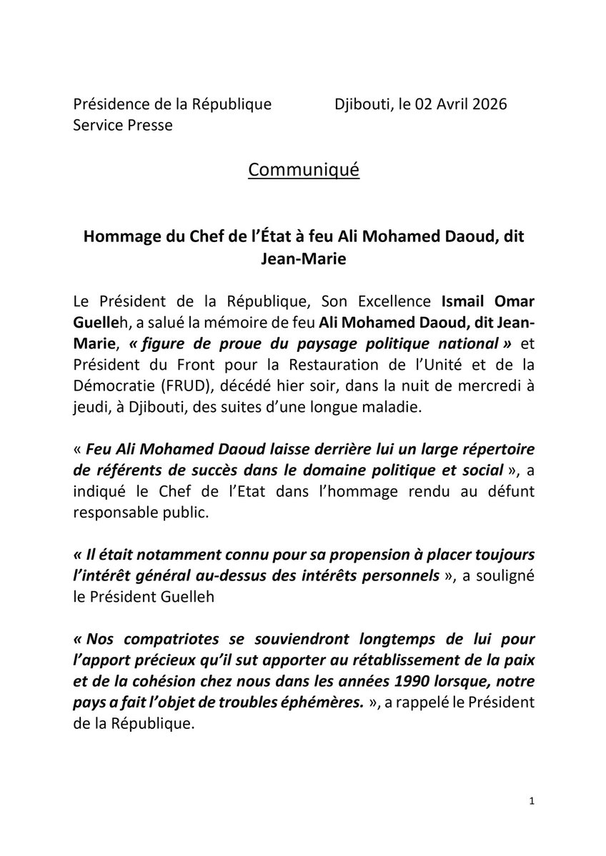 Ismail Omar Guelleh tweet media