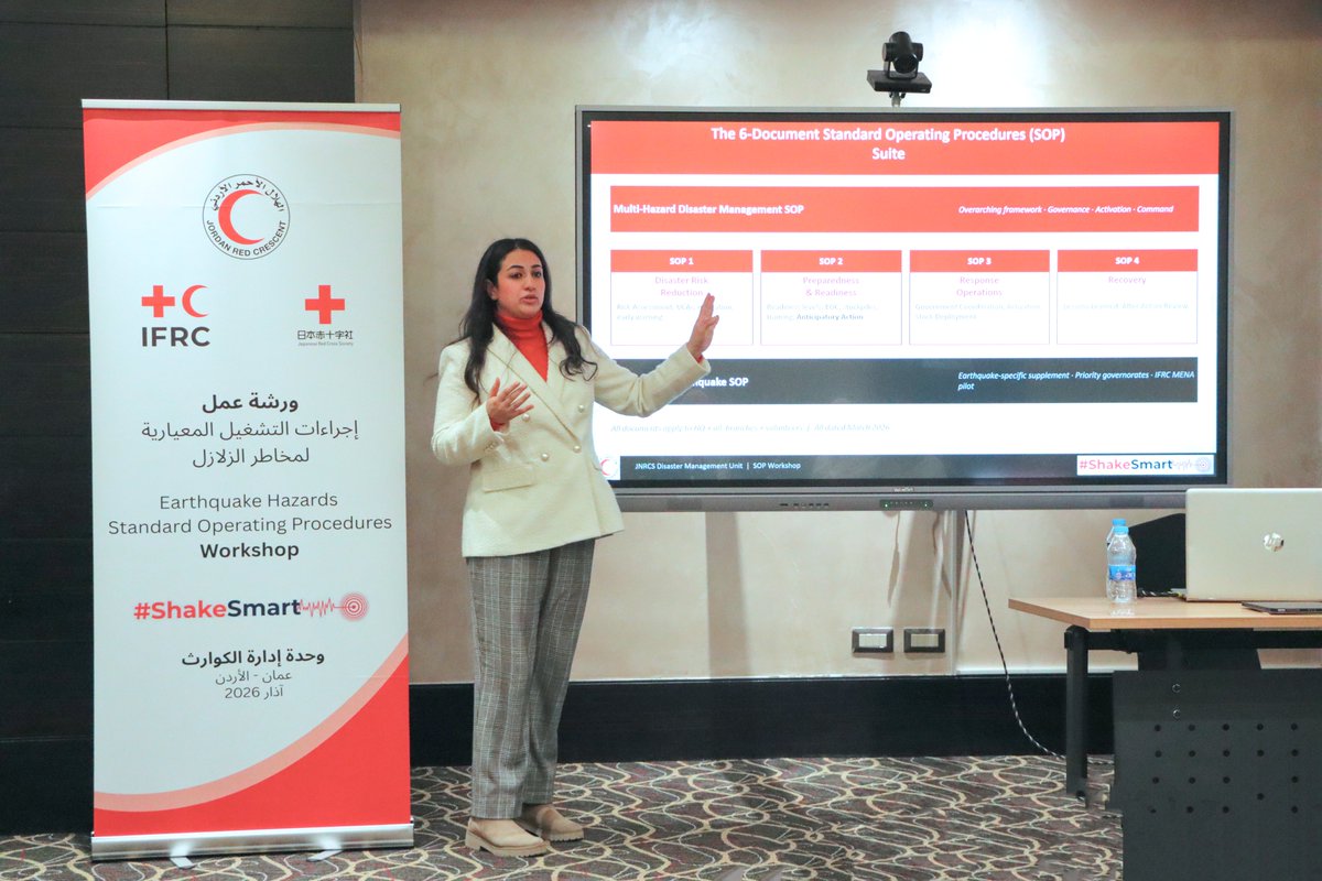 _JNRCS's tweet photo. عقد @jnrcs ورشة عمل بعنوان "إجراءات التشغيل المعيارية لمخاطر الزلازل" بدعم من @ifrc  و @JRCS_PR وذلك في إطار تعزيز الجاهزية الوطنية للاستجابة للكوارث بشكل عام ولمخاطر الزلازل بشكل خاص. https://t.co/anDFVIupHz