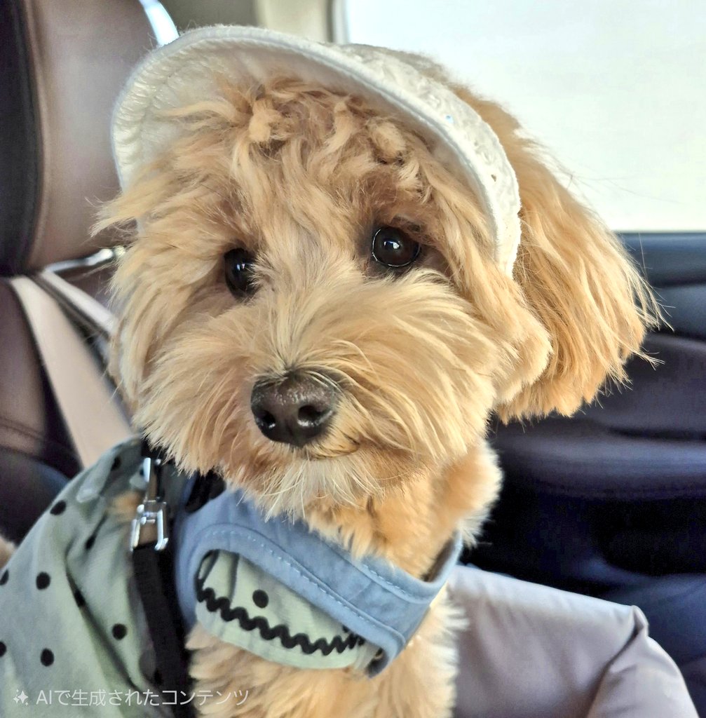 初めて帽子かぶったワン🐶