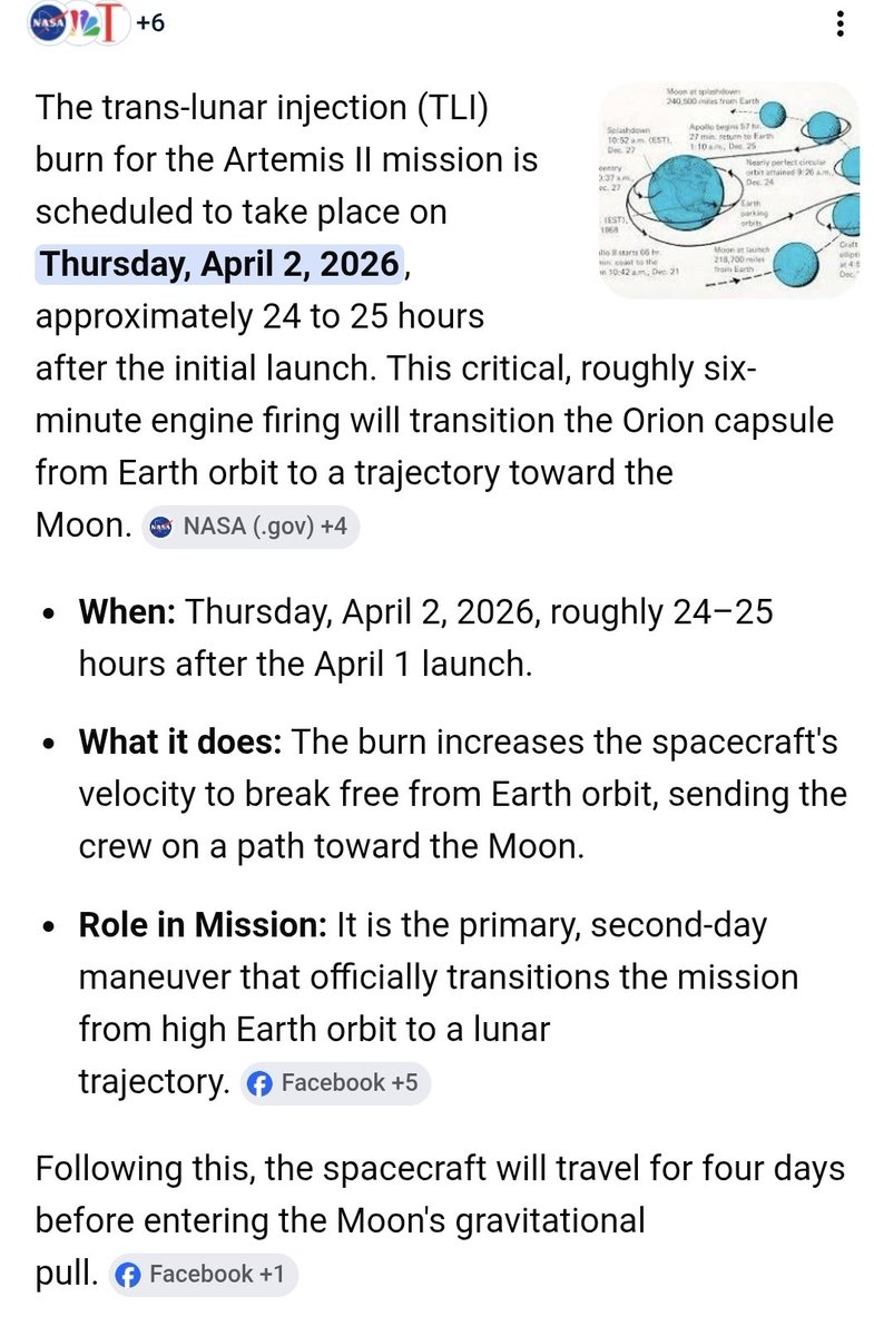 They have the trans lunar injection scheduled for today!!...4/2 Vaccine ...
