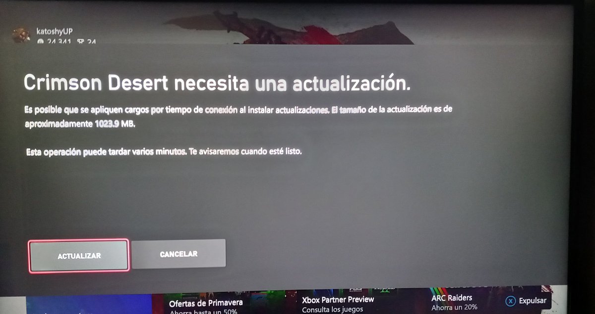 Me acabo de comer una actualización de Xbox y ahora OTRA de Crimsom Desert.

Creeis posible, si no es mucho pedir, poder jugar a un juego, en un cacharro donde se supone que puedes jugar a juegos? 

#CrimsonDesert #Xbox