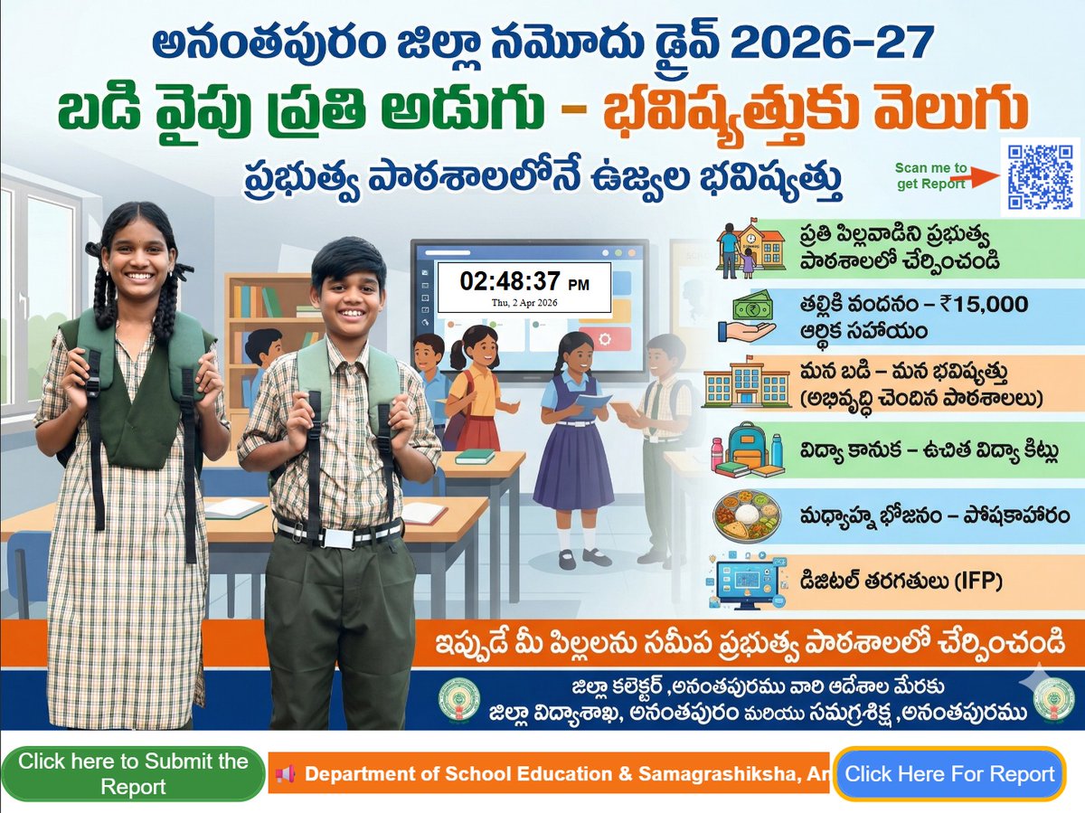 swamy6677's tweet photo. @AndhraPradeshCM 
@ncbn 
@naralokesh 
@SamagraAP 
@collectoratpr 
Door to Door Enrollment Drive 
There is a noticeable trend of students moving from private schools to government schools due to improved facilities and quality of education.
Thank you CM sir https://t.co/8gM142p4xC