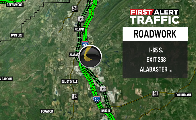 DestinyM_TV's tweet photo. First Alert:
There is a construction project underway until 6AM on I-65 S. at Exit 238 in #Alabaster. @WBRCnews @WBRCtraffic #wbrctraffic https://t.co/1wStQx1gd0