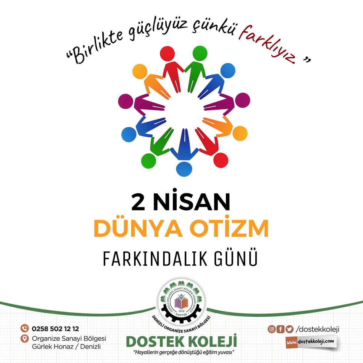 Gücümüzün temeli farklılıklarımızdır. 

Otizm; dünyayı farklı algılamanın, farklı hissetmenin ve farklı ifade etmenin bir yoludur. Her otizmli birey, kendine özgü bir dünyaya sahiptir ve bu dünya; sabır, anlayış ve sevgiyle keşfedilmeyi bekler.