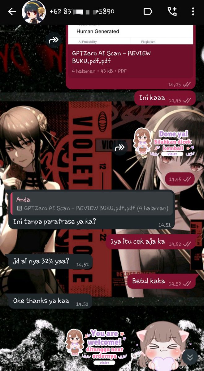 VIOLET || CEK TURNITIN & PARAFRASE 🦭 tweet media