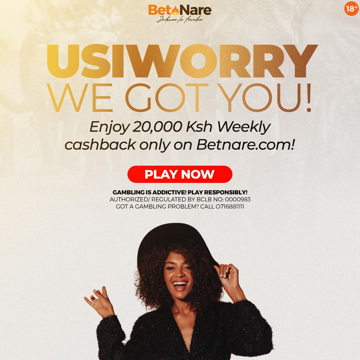 Who else has got your Back?

Betnare.com, Has got you covered every Week!

Ukideposit 5000ksh or more na Ucheze nayo, we upgrade your Level and Pay you up to 20,000ksh Weekly Cashback

Deposit now, Play and Get paid Instantly. #JukwaaLaFuraha