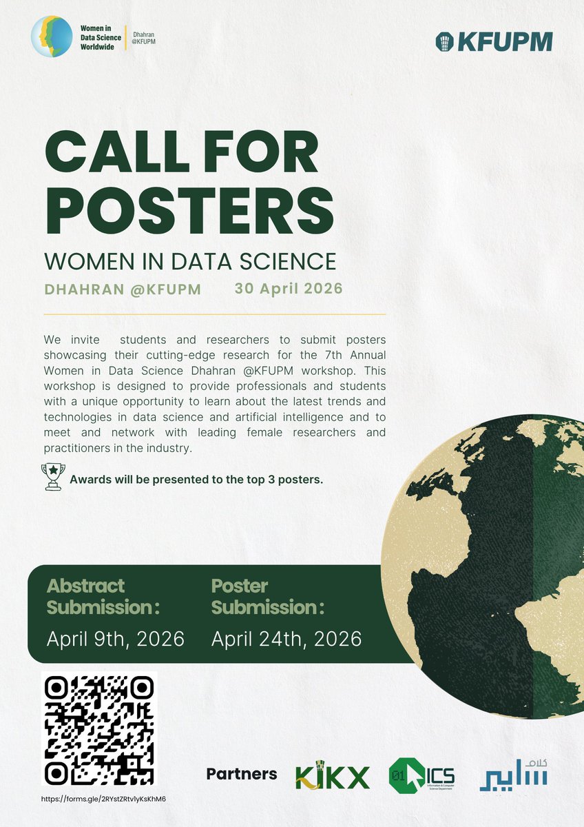 WiDS_Dhahran's tweet photo. Be a part of WiDS-Dhahran @KFUPM 2026 and submit your poster abstract now!

This year's theme is "AI and Security". However, posters on all topics related to Data Science and AI are welcome. 

Submission Link: 
https://t.co/0A7Nu8P0qp https://t.co/Zn8LquayyB