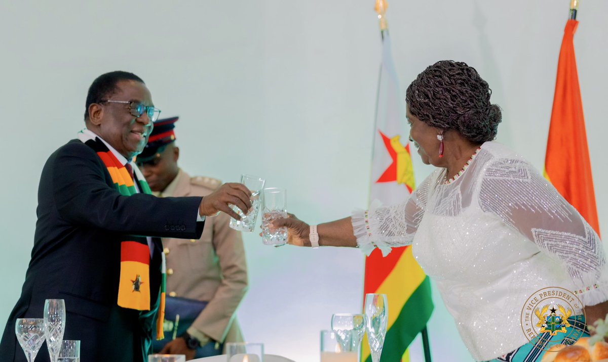 NJOAgyemang's tweet photo. I joined His Excellency President John Dramani Mahama at a state banquet held in honour of His Excellency Emmerson D. Mnangagwa, President of the Republic of Zimbabwe, as part of his historic visit to Ghana.

The relationship between Ghana and Zimbabwe is grounded in a common desire for liberation and a commitment to African unity. Our friendship has been shaped by the ideals of anti-imperialism and Pan-African solidarity championed by pioneers such as Kwame Nkrumah. The ties between our two nations continue to evolve with a renewed focus on deepening diplomatic and economic cooperation.

It was a distinct honour to host President Mnangagwa and his delegation as we work to further consolidate this partnership in the spirit of progress and continental unity.