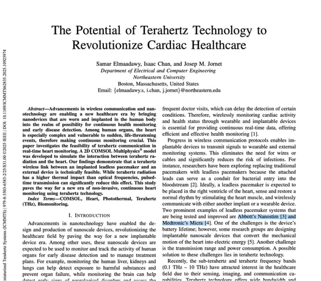CorinneNokel's tweet image. Remote Patient Monitoring 

Wireless 'leadless' Pacemakers 

#Medtronic Micra 

Josep Miquel Jornet

Intrabody #THz Communication

Cardiac Healthcare 

medtronic.com/content/dam/me…