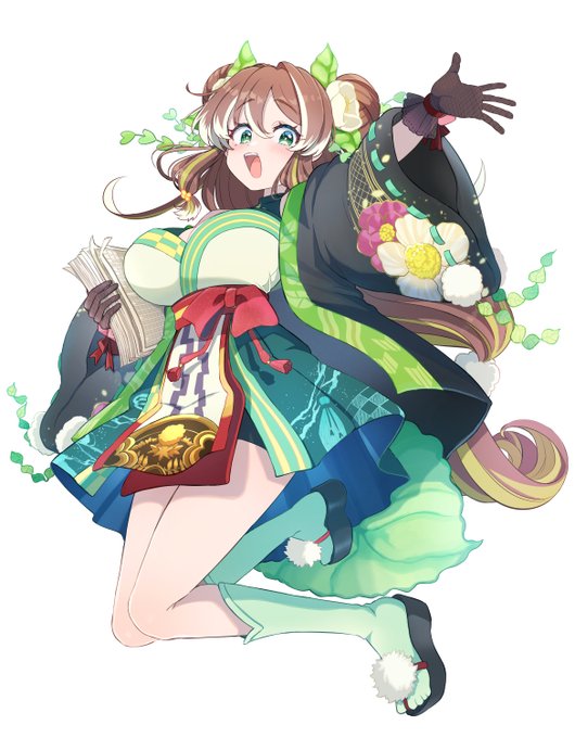 草ノ巻ちゃん(@makironO)のキービジュアルと立ち絵デザインを担当させていただきました!🍃 