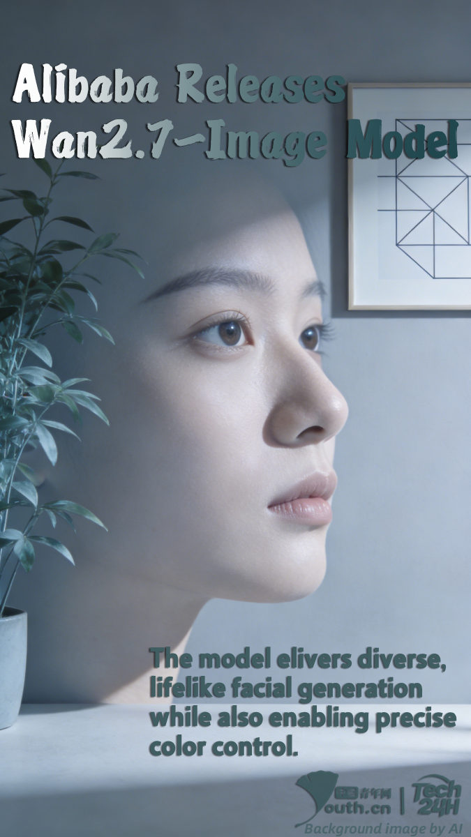 YouthChina's tweet image. 【#Tech24H】#Alibaba has released #Wan2.7-Image, a unified image generation and editing model, aiming to address current pain points in #AI image generation such as fatigue over “standard faces” and “color shifting”artifacts. The model elivers diverse, lifelike facial generation