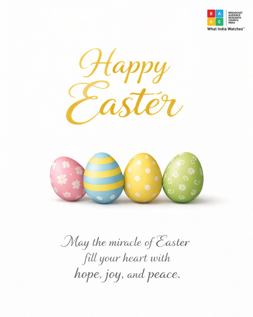 BARCIndia's tweet photo. This Easter, may the joy of new beginnings brighten your home, and the warmth of togetherness fill your heart with peace.

BARC India wishes you a Happy Easter! 🐣

#BARC #Easter #HappyEaster #EasterCelebration #FestivalofJoy #NewBeginnings https://t.co/nVZxgRSGVv