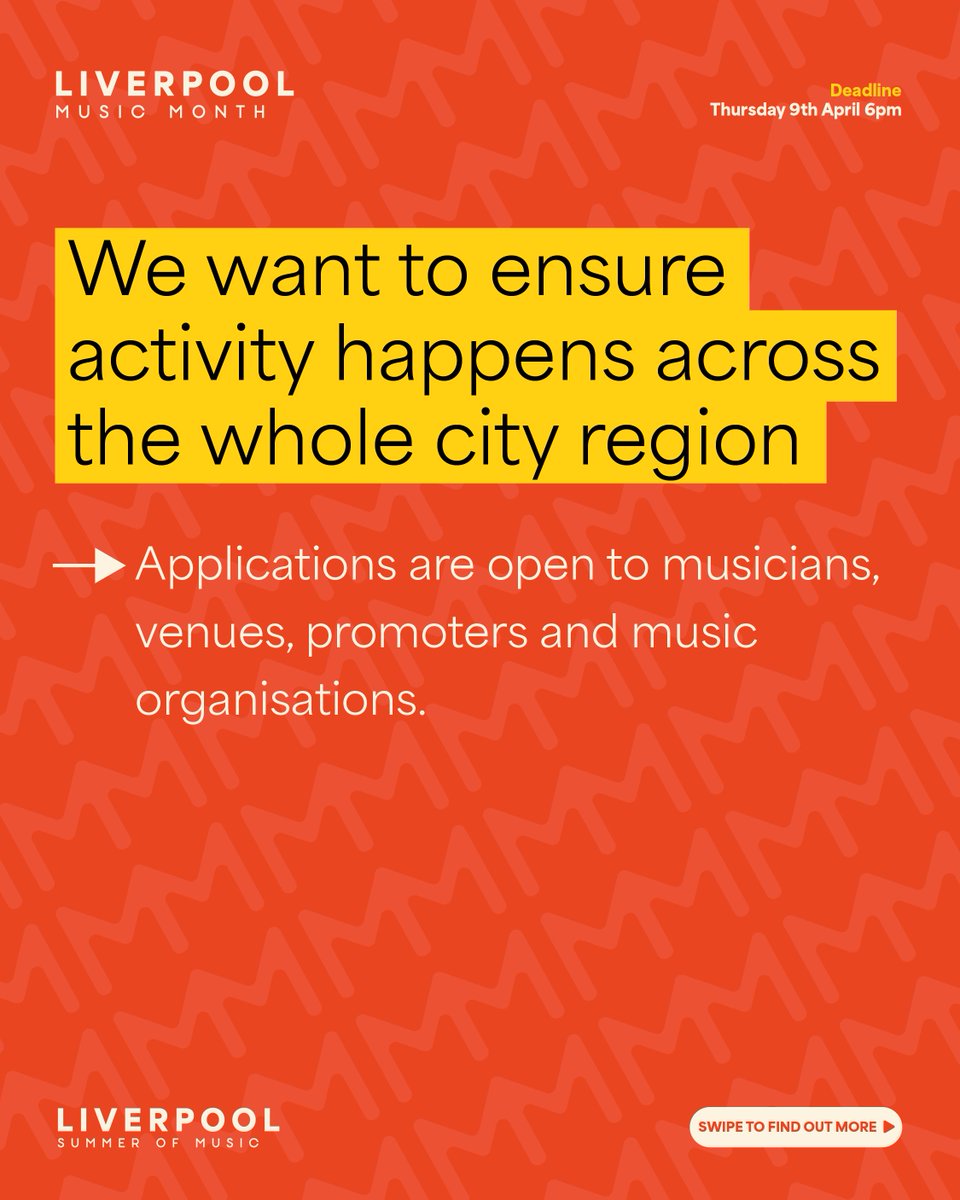 CultureLPool's tweet image. #Opportunity | 📣 Calling Liverpool City Region musicians, artists &amp;amp; music organisations! 

We’re inviting creatives across the region to use Liverpool Music Month + Liverpool Summer of Music as a platform for their work.

Funding available. Find out more 👉