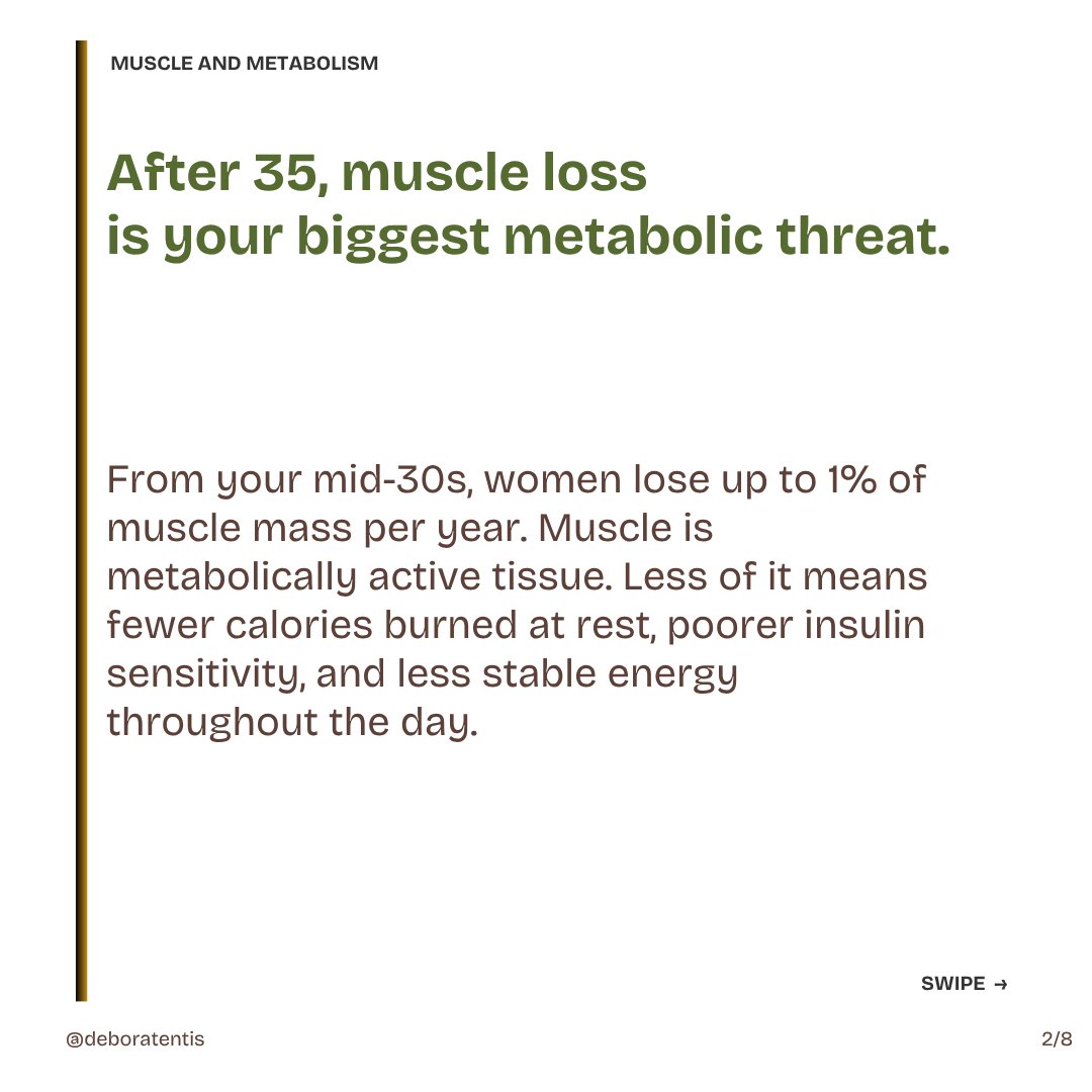 DeboraTentis's tweet photo. Cardio alone won't fix a slowing metabolism over 35. Muscle is the metabolic engine. Resistance training rebuilds it. The evidence is clear. #MetabolicHealth #WomensHealth https://t.co/am6nHzEZXu