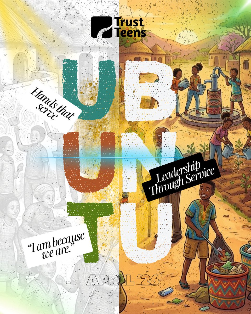 This month at Trust Teens, we’re exploring Ubuntu “I am because we are.”

It’s about understanding that your actions affect others.
It’s about showing up, helping out, and choosing to care.

Let’s serve. Let’s lead.
Let’s grow together this April!
•
#trustteens #ubuntu