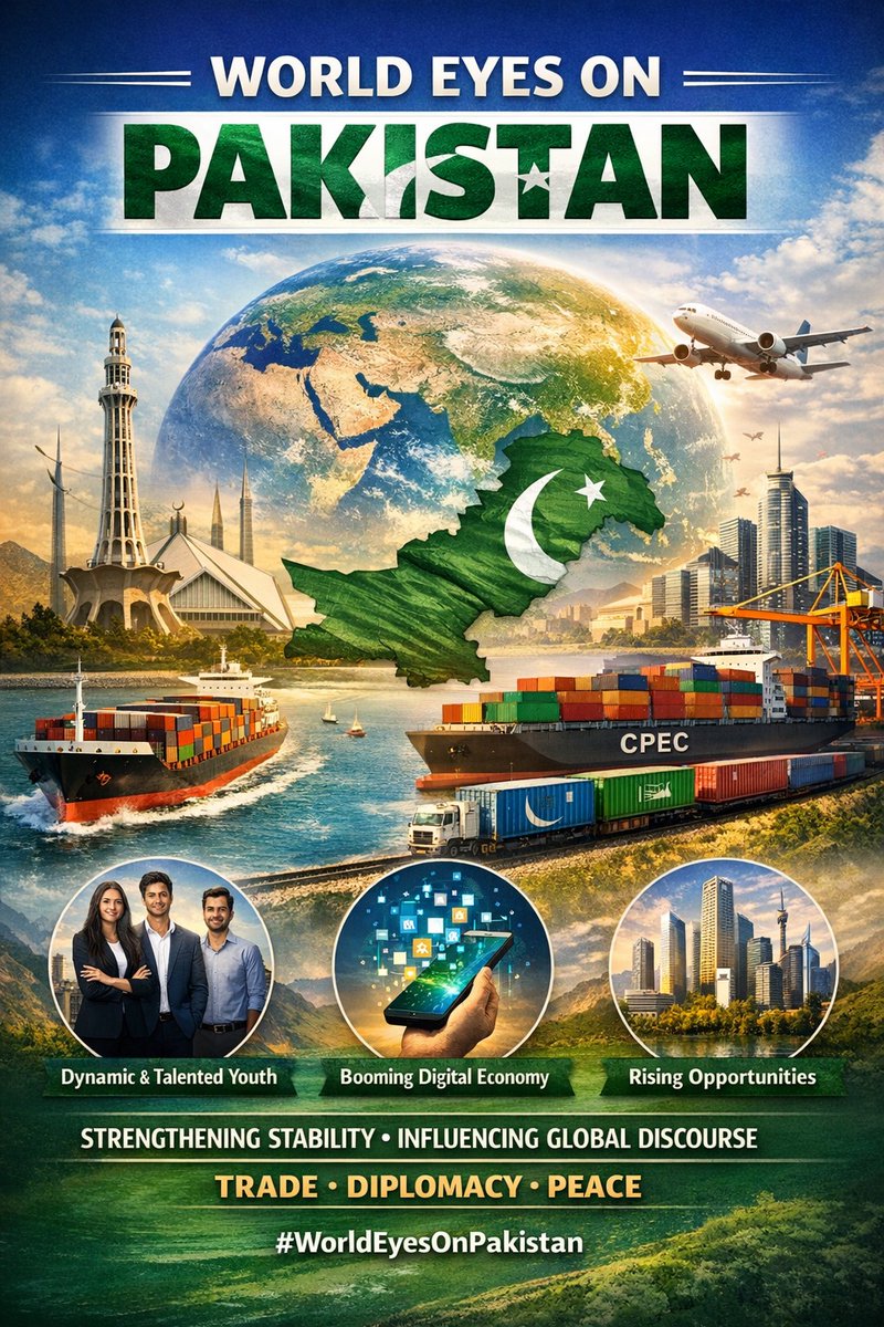 AwazeTAY's tweet photo. یہ وہ لمحہ ہے جب پاکستان صرف نقشے پر موجود ایک ملک نہیں
بلکہ عالمی توجہ کا مرکز بن چکا ہے
ہر قدم، ہر فیصلہ، ہر حکمت عملی
دنیا کی نظریں اپنی طرف کھینچ رہی ہے
#WorldEyesOnPakistan https://t.co/q0WiLYKCnW