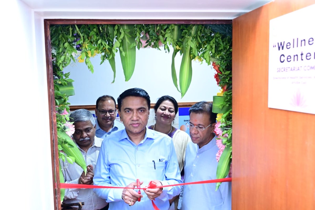 goacm's tweet photo. Hon’ble Chief Minister @DrPramodPSawant inaugurated the AYUSH Wellness Centre for Secretariat staff in the presence of Health Minister @visrane, Chief Secretary Dr. V. Candavelou, and other senior officials.
#WellnessCentre #Healthcare #PublicHealth #HealthyGoa https://t.co/2944sVPMO5