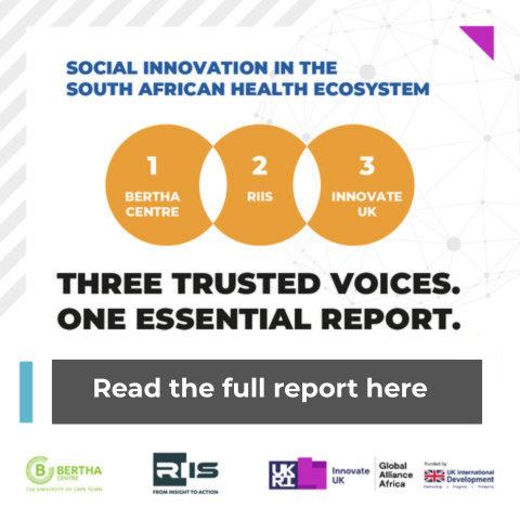BerthaCentre's tweet photo. Big ideas don’t transform health systems - ecosystems do.
This report explores what it takes to turn social innovation into real impact across South Africa’s health system.

A collaboration between the Bertha Centre, @RIIS_Innovate & @innovateuk  to unlock scalable, inclusive change.

Launch event coming soon - tickets will be limited.

Link: https://t.co/2o7AVzjt6Q

#HealthInnovation #SocialInnovation #SouthAfrica