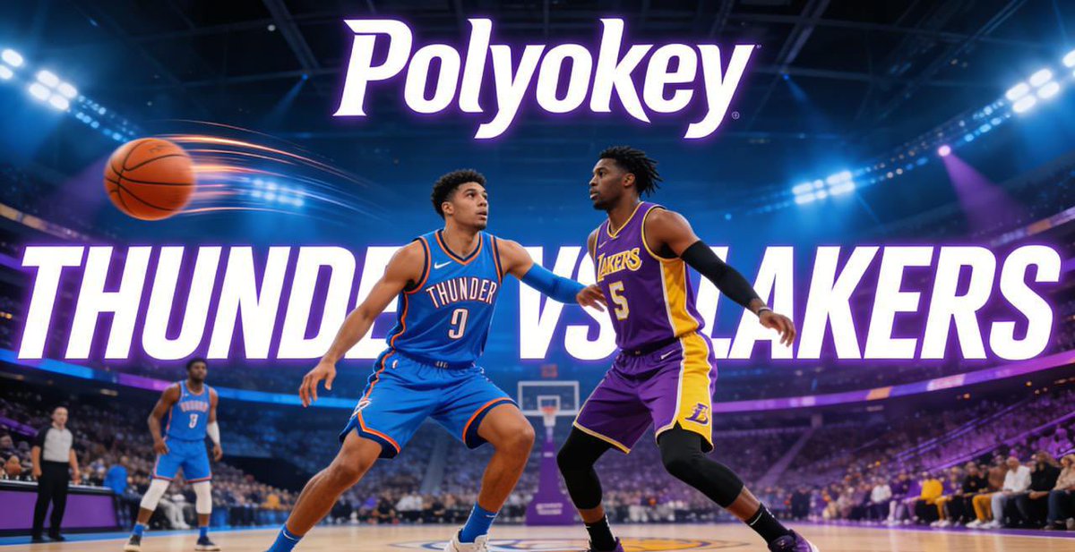 PolyOkey's tweet photo. 🏀Lakers vs Thunder • No Mercy, No Quit, Only Victory💥
Thunder vs. Lakers
Will the Lakers win?
#OKCvsLAL
#WesternShowdown #Polyokey https://t.co/pdfJ3QUNrM