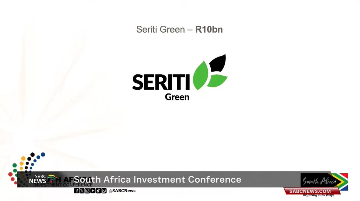 Seriti_Green's tweet photo. On Tuesday, at the 6th South Africa Investment Conference, Seriti Green announced a further R10 billion investment in Mpumalanga through the Ummbila Emoyeni Wind Energy Project.

This brings our total investment in the province to R25 billion, supporting energy security, economic growth and job creation.
#SAIC2026 #JustEnergyTransition #RenewableEnergy #EconomicGrowth @SAInvestmentCo