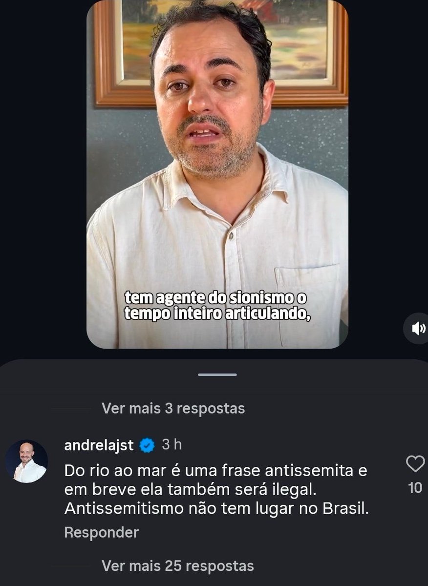 A <a href="/tabataamaralsp/">Tabata Amaral</a> fica dizendo q o seu PL sobre antissemitismo não busca criminalizar críticas a Israel, mas olha aí o lobista promotor do projeto mostrando a verdade: o objetivo deles é censurar a solidariedade à Palestina, derrotar Lula  e eleger Flávio Bolsonaro