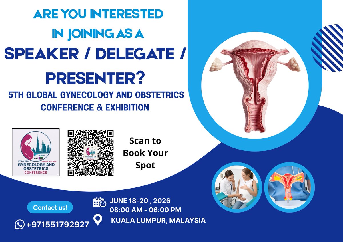 DrMansoorI35985's tweet image. Are You Interested in Joining as a #Speaker / #Delegate / Presenter? 

Be part of the 5th Global #Gynecology and #Obstetrics #Conference &amp;amp; #Exhibition and connect with global experts in women’s health. June 18–20, 2026  Kuala Lumpur

Register here : …obstetrics.utilitarianconferences.com/registration