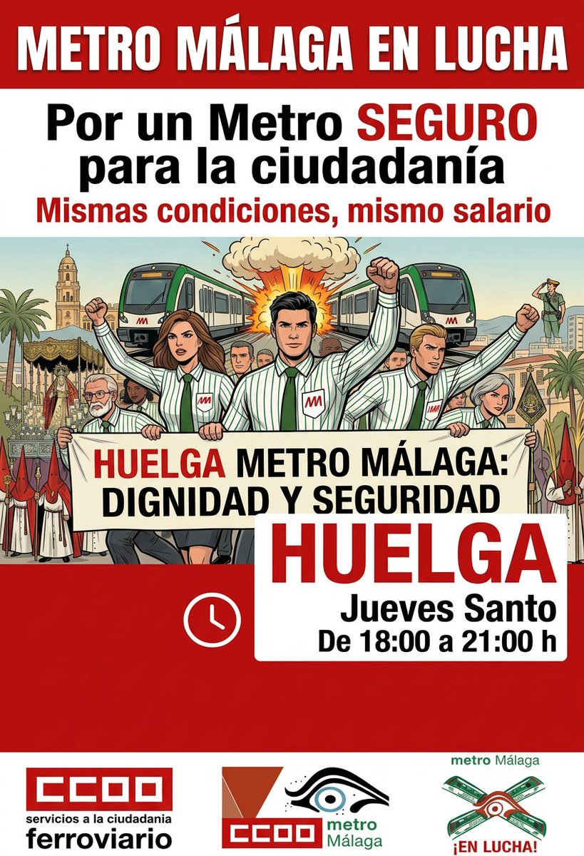 jartodeaguantar's tweet photo. La prensa malagueña invisibiliza el conflicto en Metro Málaga y se dedica a hacer publirreportajes de cualquier miembro del PP q asoma por Málaga, la plantilla sigue en HUELGA con un apoyo del 100%. No son del AVE pero tienen más dignidad que cualquier político fotografiándose. https://t.co/xrVy00QnPW