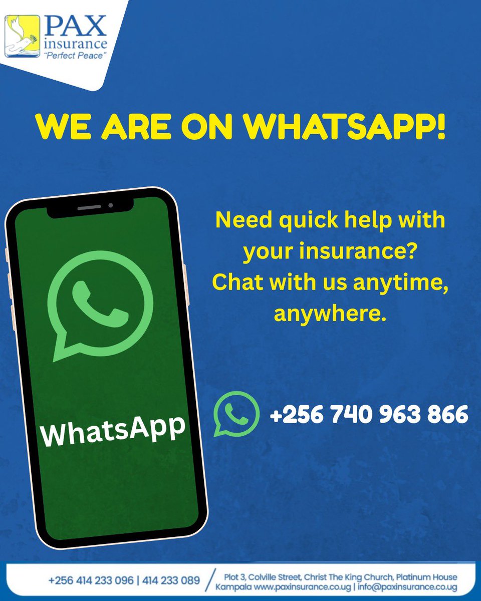 InsurancePax's tweet image. We’re just a message away 💬
Now on #WhatsApp for faster replies and real-time support. Tap in and let’s chat!

#WhatsAppSupport #CustomerSupport #PaxInsurance