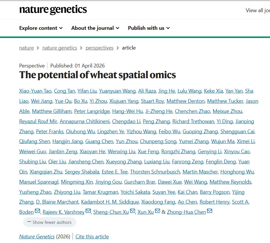 Ale_Raza6's tweet image. Excited to share our #perspective article "𝙏𝙝𝙚 𝙥𝙤𝙩𝙚𝙣𝙩𝙞𝙖𝙡 𝙤𝙛 𝙬𝙝𝙚𝙖𝙩 𝙨𝙥𝙖𝙩𝙞𝙖𝙡 𝙤𝙢𝙞𝙘𝙨 🌾 🧬 " now out in @NatureGenet😍🤩

Congrats to all colleagues involved @MU_CCFI_Biotech @StuRoy1 @Anuchitikineni @KadambotS @TheBgiGroup👏

🔗 nature.com/articles/s4158…