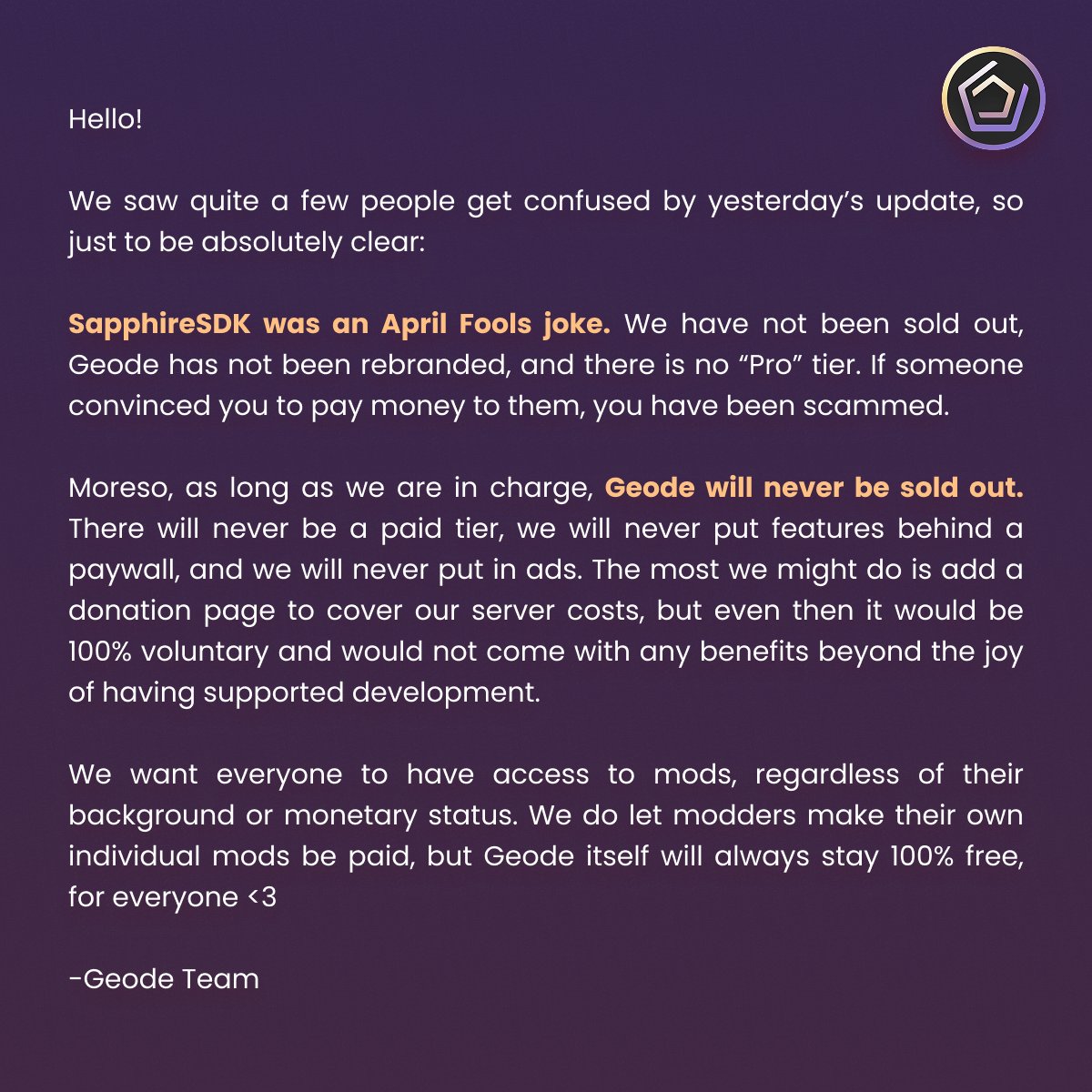 GeodeSDK tweet media