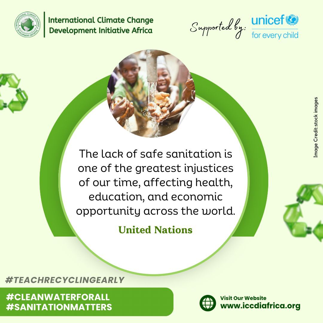 ClimateWed's tweet image. The lack of safe sanitation is one of the greatest injustices of our time, affecting health, education, and economic opportunity across the world.— United Nations

#CleanWaterForAll #SanitationMatters