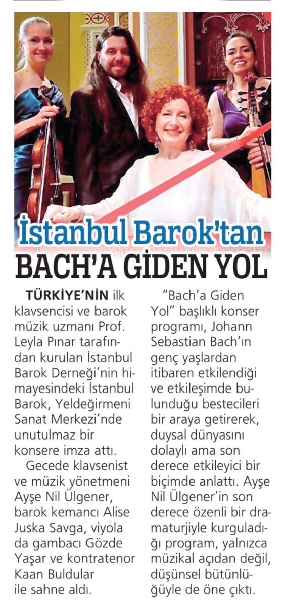 ISTANBUL_BAROK's tweet photo. Haberi için Sözcü gazetesinden Dogan Satmış'a teşekkürler! 📰🗞️Thanks to Doğan Satmış from Sözcü for featuring us in the newspaper 
#istanbulbarok #ayşenilülgener #istanbulbaroque https://t.co/mJ5BmOkqLW