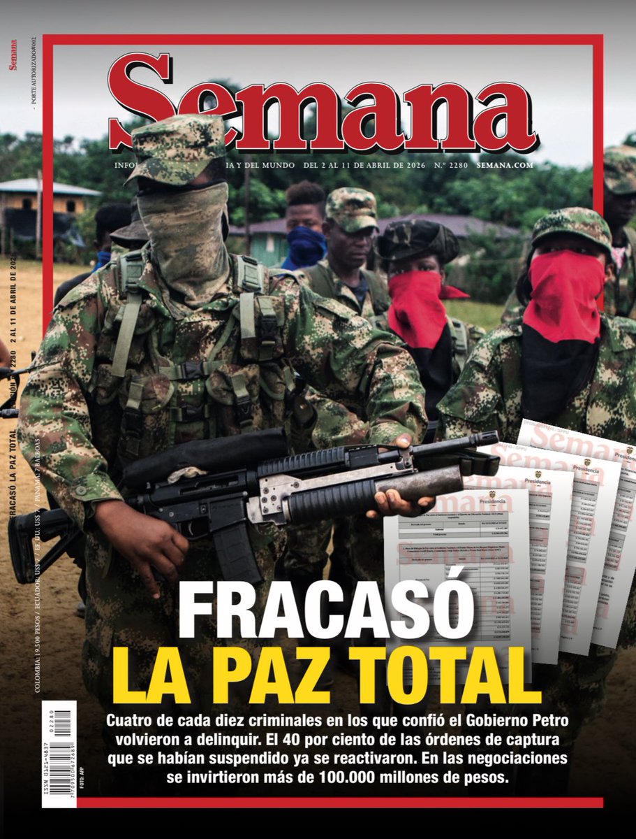 YesidLancheros's tweet image. Fracasó la paz total: cuatro de cada diez criminales en los que confió el Gobierno Petro volvieron a delinquir. SEMANA revela alarmante radiografía
semana.com/nacion/articul…