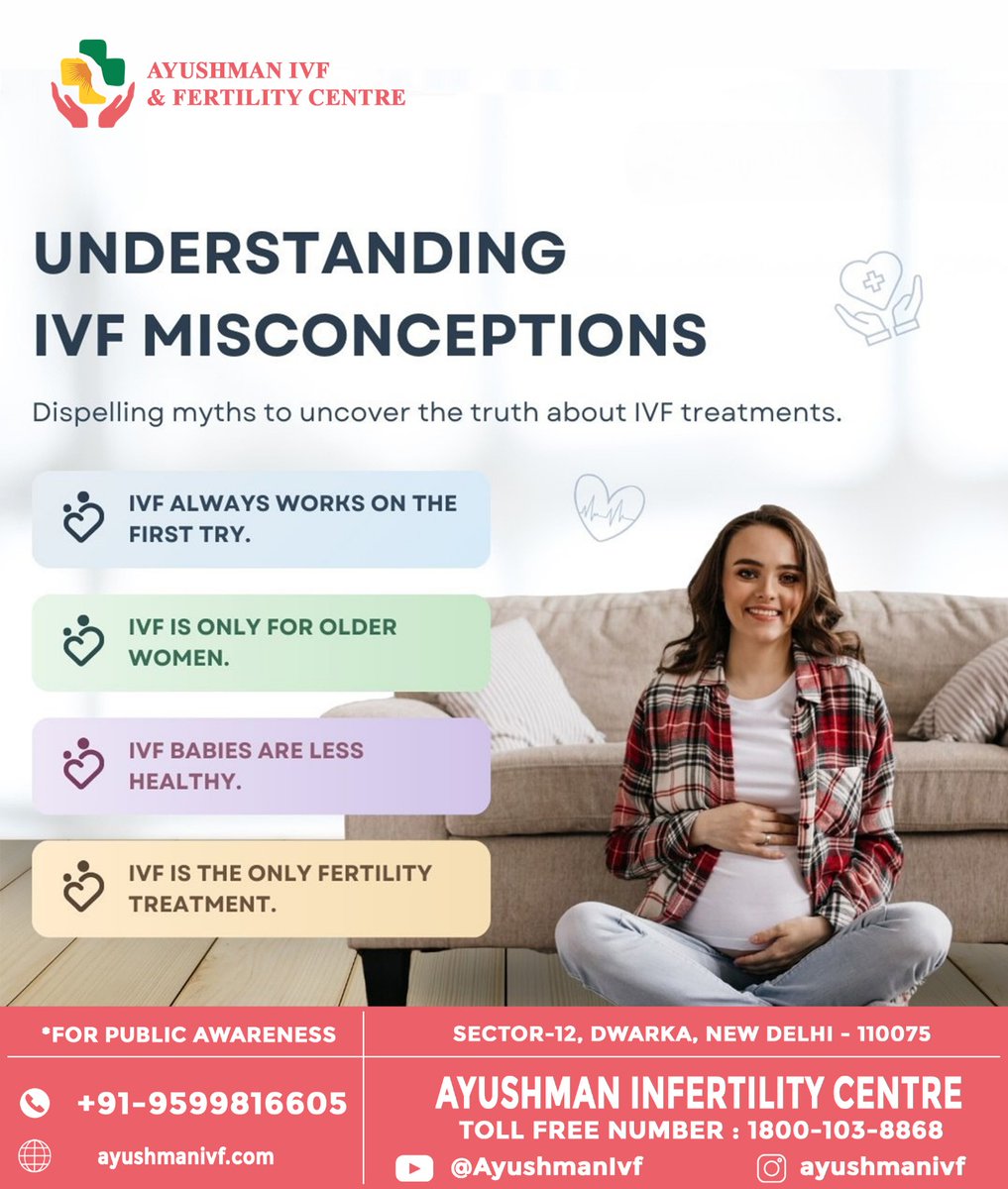 Ayushmanivf's tweet photo. Understanding IVF misconceptions is key to making informed choices. Get the facts, not the myths. #IVF #FertilityAwareness #MythVsFact #AyushmanFertility
#ivftreatment https://t.co/jFjQCSMlP7