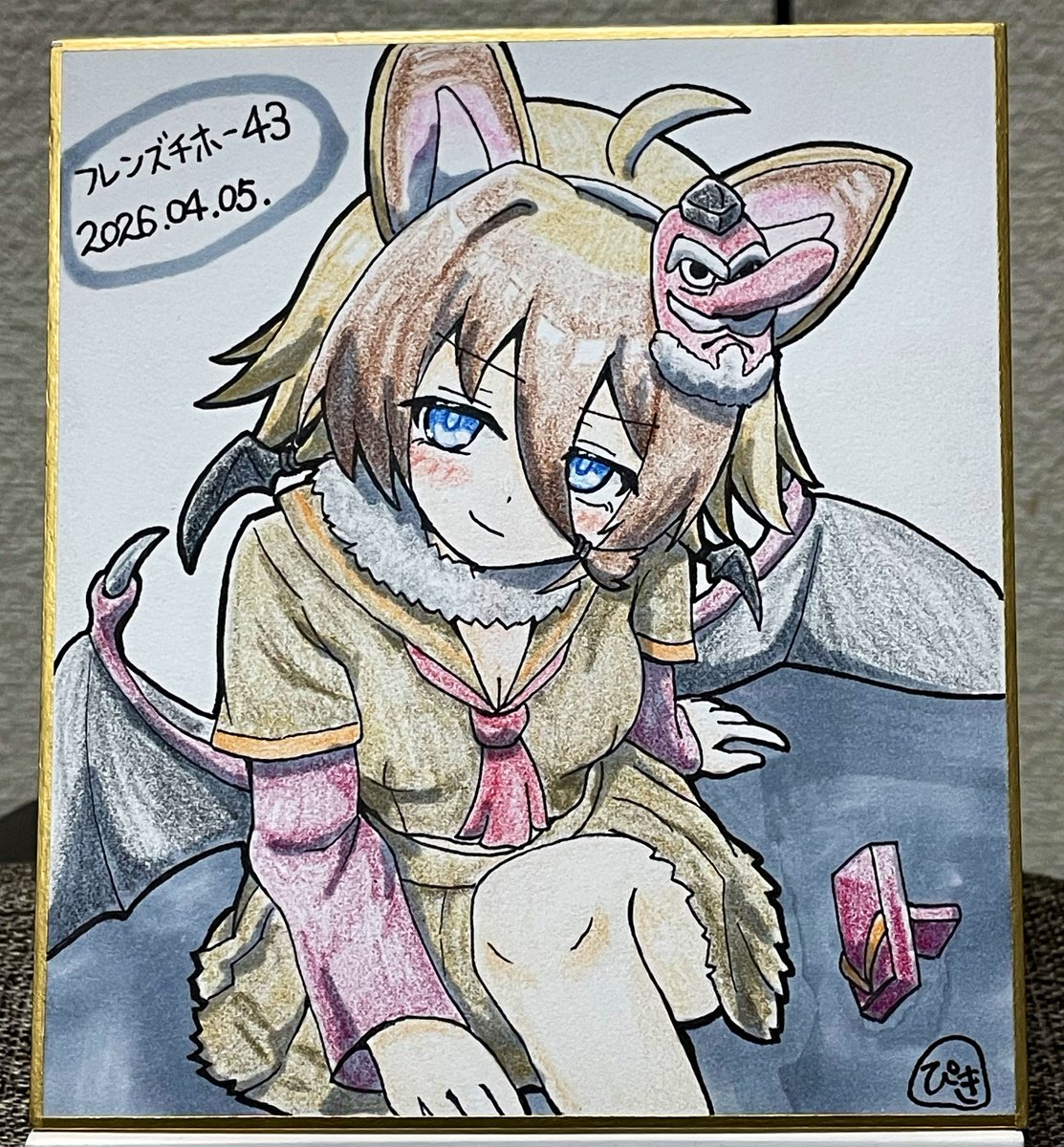 テングコウモリちゃんの色紙描けた！👺🦇