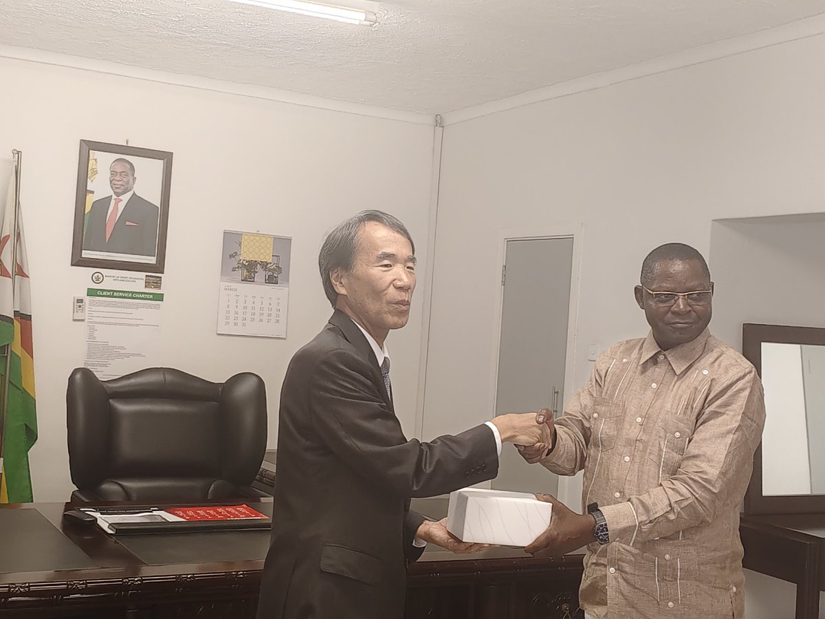 MinSport_ArtsZw's tweet image. The New Ambassador of Japan to Zimbabwe, H.E. Mr Maekawa Nobutaka paid a courtsey call on @MinSport_ArtsZw Minister, Hon A.N Sanyatwe, today.

#SportAndCulturalExchange
#Diplomacy
#UnityInDiversity
