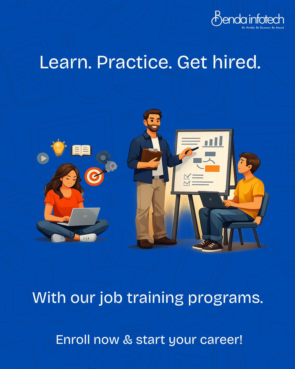 Benda_Infotech's tweet photo. Turn your potential into a profession.
Learn the skills. Practice with real projects. Get hired with confidence.
Start your journey today.
#JobTraining #CareerGrowth #SkillDevelopment #BendaInfotech #FutureReady https://t.co/2zkPSNe0JP
