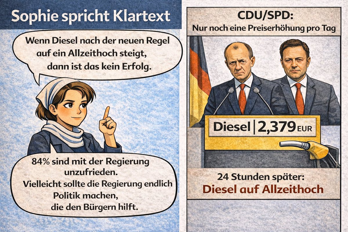 #Sophie spricht Klartext: 84% sind mit der Regierung unzufrieden.

#Diesel #CDU #SPD