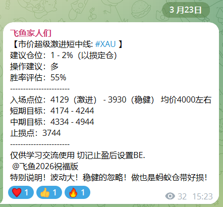 BTC16666's tweet photo. 免费的策略也能完美抄底？？？23号4129抄底的黄金早上最高4794！大肉完美吃下！！！ #黄金 
这波涨幅16.17% 667个点！完成目标3 接近目标4 ！ #XAU $XAU 
早上8点从中期阻力4780附近开始回调到4560附近。
大家尾仓设置一个保本继续持有。暂时还没有再次补仓的兴趣。毕竟咱们4129的仓位不要急！
恭喜跟上的家人们！没跟上的下次争取跟上！下方是最新的黄金分析和点位！

🦅 飞鱼傍晚急电（黄金生死战）：XAU 高台跳水后探底 4560！V型反抽是多头反攻还是空军“诱敌深入”？

最新形势深度复盘（直击主力砸盘底牌）：

1小时级高位崩塌： 兄弟们，看这张 1 小时图！黄金前两天一路高歌猛进冲到了 4780 附近，但高处不胜寒，今天下午遭遇了极其猛烈的空头狙击。连续的大实体阴线犹如瀑布般倾泻，直接砸穿了多道上升趋势线，最低一根长长的下影线精准插到了 4560 附近。这说明高位的获利盘正在大规模集中出逃。

15分钟弱势超卖修复： 放大到 15 分钟级别，盘面在触及 4560 后迅速收针反弹，一度冲高到 4640 附近，随后再次回落，目前在 4622 附近进行窄幅震荡。这种急速下杀后的 V 型反抽，往往伴随着多空筹码的剧烈换手。如果没有持续的买盘支撑，这种技术性反弹极易演变成下跌中继的“死猫跳”。

稳住道心（认清震荡本质）： 黄金近期的波动极大，动辄上百美金的振幅。主力在 4780 遇阻后强势洗盘，目的就是清理跟风的浮筹。在这个位置，千万不要凭借主观情绪去盲目追涨杀跌，严格卡住关键的支撑阻力位做右侧交易，才是活下去的唯一真理！！！！！！

1. 支撑与阻力位（飞鱼傍晚精算版）
🟢 短期支撑（1-3天，寻找恐慌极值）
4600.0：即时支撑。整数心理防线，也是 15 分钟图上刚才回落停顿的次低点。今晚必然会反复测试这里的承接力度。

4580.0：强支撑（带血针尖）。今天下午大瀑布砸出的绝对极限低点。这里是今天多头的最后一块遮羞布，一旦有效跌穿，恐慌盘将进一步放大。

4540.0：核心防线。1 小时图上前期震荡上行时的重要筹码密集区。

🔵 中期支撑（1-2周，波段建仓区）
4460.0：前几天 1 小时级别大跌探底的超级“黄金坑”底部。

4300.0：中期大级别的结构性支撑位。

4000.0：宏观整数神关，长线资金的绝对心理防线。

🔴 短期阻力（1-3天，反抽高压区）
4640.0：即时阻力。15 分钟图上刚才触底反弹的最高点。欧盘如果连这里都过不去，短线趋势依然极度偏空。

4680.0：强阻力（顶底转换）。下午瀑布下杀途中的重要跌破口。现在支撑变阻力，是多头反攻的第一道鬼门关。

4740.0：核心阻力。1 小时图上方的高位密集区，短期内没有重大基本面利好极难逾越。

🟠 中期阻力（剑指新高）
4780.0：刚刚创下的阶段性巅峰阻力。

4850.0：上方扩展斐波那契压力位。

5000.0：历史大顶附近的绝对心理神关。

2. 综合分析与最佳入场策略
综合观点：
目前的 4622 处于 “高台跳水后的超跌反弹期，多空分歧极其严重”。

空头策略（主导顺势）： 1 小时级别一根大阴线改变了短线信仰，趋势转空。核心逻辑是 “依托 4640 - 4680 的阻力区逢高做空”，博弈反抽无力后的二次探底。

多头策略（极限接针）： 现价位于反抽半山腰，直接追多风险极高。稳健的做法是耐心等待价格向下二次回踩，依托 4580 附近 的日内前低做左侧的“双底”修复。
