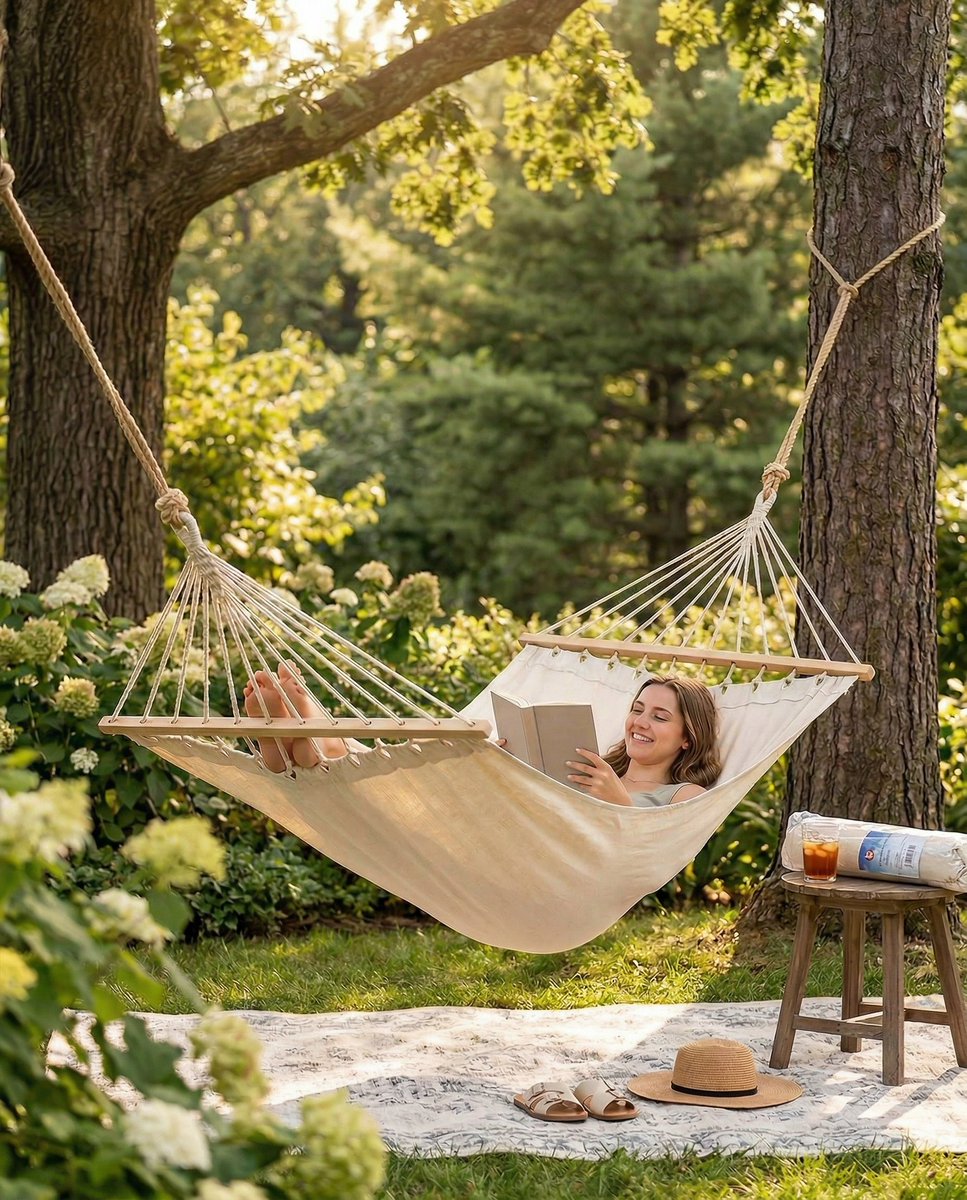 Mueblix's tweet image. Cuando llega el buen tiempo… el cuerpo pide calma 🌿

Una hamaca cómoda, sombra y cero prisas.
La Ray lo pone fácil: diseño elegante, tejido agradable y relax asegurado.

👉 mueblix.com/muebles-de-jar…

#Jardín #Terraza #Relax #VidaExterior #Hamaca #VeranoEnCasa