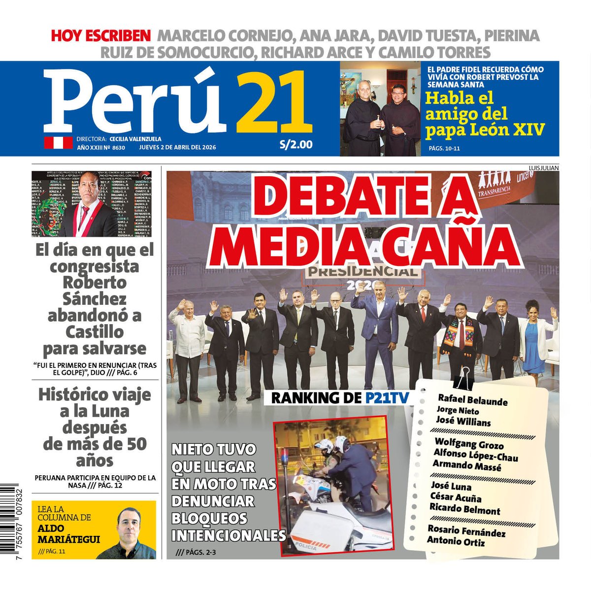 🗞️ DEBATE A MEDIA CAÑA

📲 No te pierdas la edición de hoy. Toda la información aquí: epaper.peru21.pe/promociones/