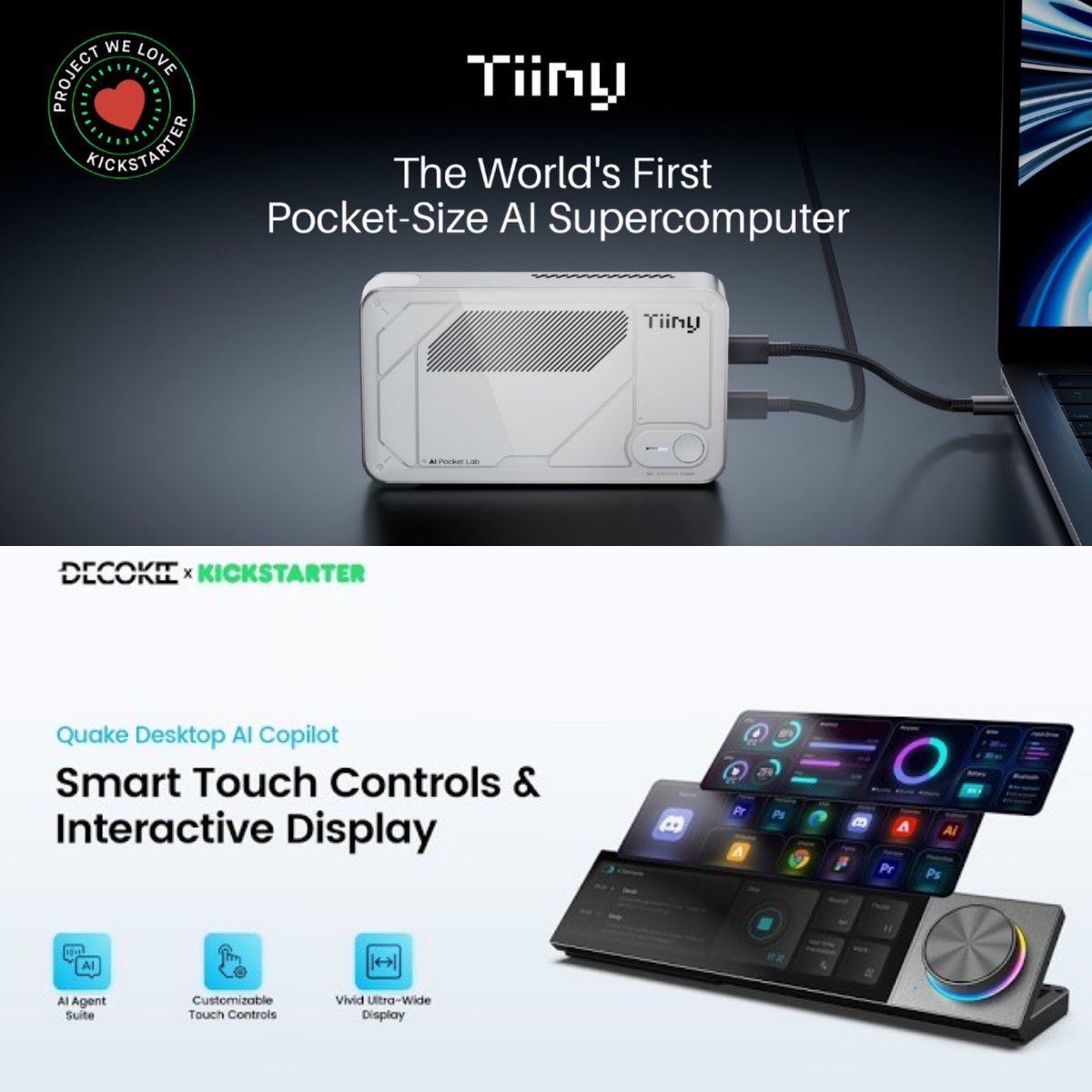 NansenID's tweet photo. Buy TWO #AI gadgets on @Kickstarter: Wake up with a secret THIRD one for free:)
@TiinyAILab Tiiny Pocket Lab does the heavy uncensored thinking. @DecoKeeTech Decokee Quake becomes its face, hands and soul.
No laptop. No cloud. Just a book-sized offline AI station that actually belongs to you.
I already explained the cheat code 👇
https://t.co/pQnEq5DNWt