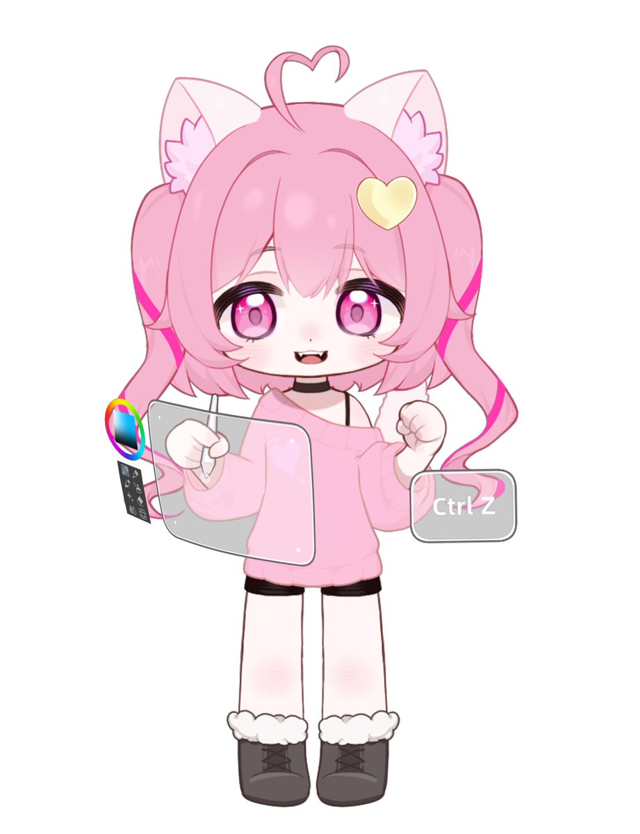 KizuragiR's tweet photo. It is becoming increasingly obvious....
I CAN DENY IT NO LONGER! 
i am smol 🐱🩷✨️ 

@/TsubasaWoomy customizable chibi model ist perfect for my art streams 🩷

#TsubasaChibiCustomizableModel https://t.co/VObV42I9EO