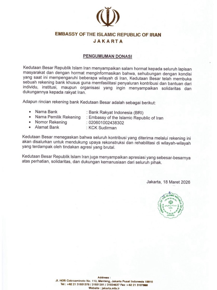 Iran Embassy in Indonesia tweet media