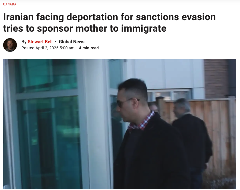 Former Tehran police officer Amir Riki, then Amir Yousefijam, and now Amir Cohen, who was involved in a conspiracy to ship sensitive US technology to Iran, is suing the Canadian taxpayers because CBSA wants to deport him. 

Just kick him the fuck out.