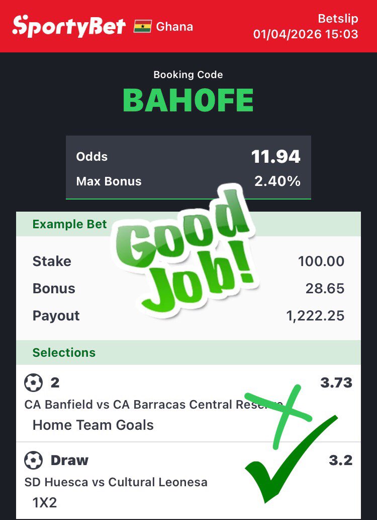 ceobesttips's tweet image. 1/2 BANKER BOOOM 🔥🔥🔥🔥🔥💥💥💥💥💥🎉🎉🎉🎉🎉🏆🏆🏆🏆🏆 

1/2 ✍️ BANKER🏆 WON SUCCESSFULLY 

CONGRATULATIONS 🍾🎈🎉🎊 TO EVERYONE 

MORE WINS COMING UP 🍾🏆🎉🎊

#foryou