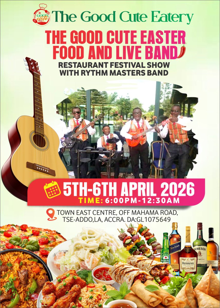 Yall invited to have a good vibe and experience at TheGoodCuteRestaurant located at Town East Centre, Tseaddo, La…..come with friends and Family This Easter Sunday and Monday and have a wonderful cool and Goodcute vibe! We are Just 2mins drive from
chain homes! 🥳🥳