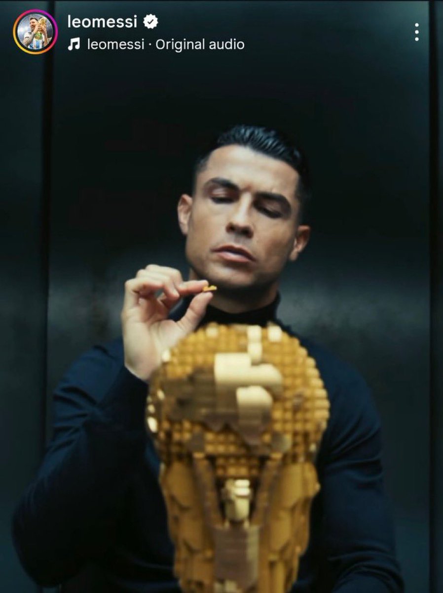 abra o instagram 
postagem nova do messi
primeiro frame: cristiano ronaldo.